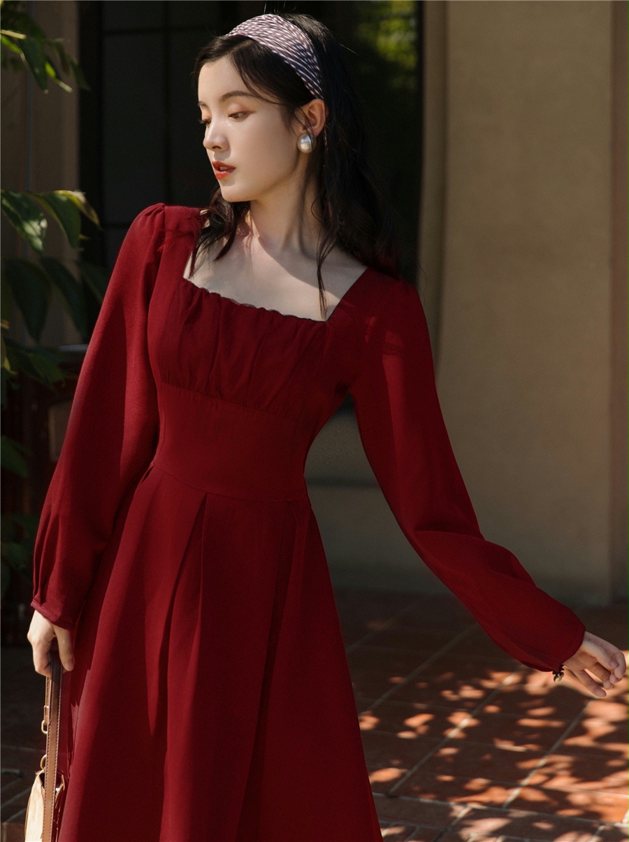 韓国のファッションドレス,2色,ヴィンテージスタイル,スクエ - Modern Korean Lifestyle のレビューと価格